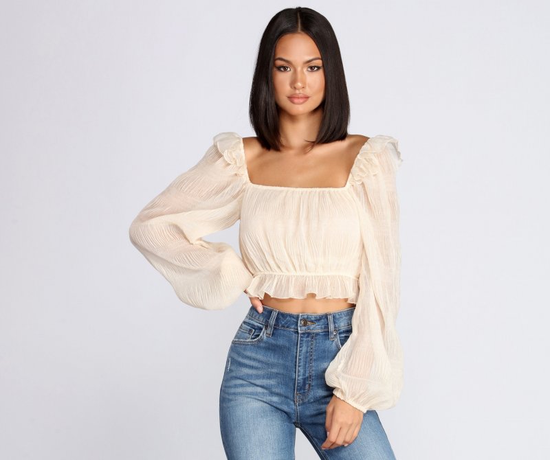 TableClothsUs Crinkle Detail Square Neck Blouse