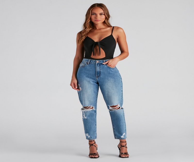 TableClothsUs Tied To You V-Neck Cutout Bodysuit