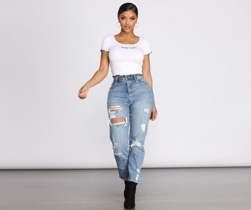 TableClothsUs Lucky You Knit Cropped Top