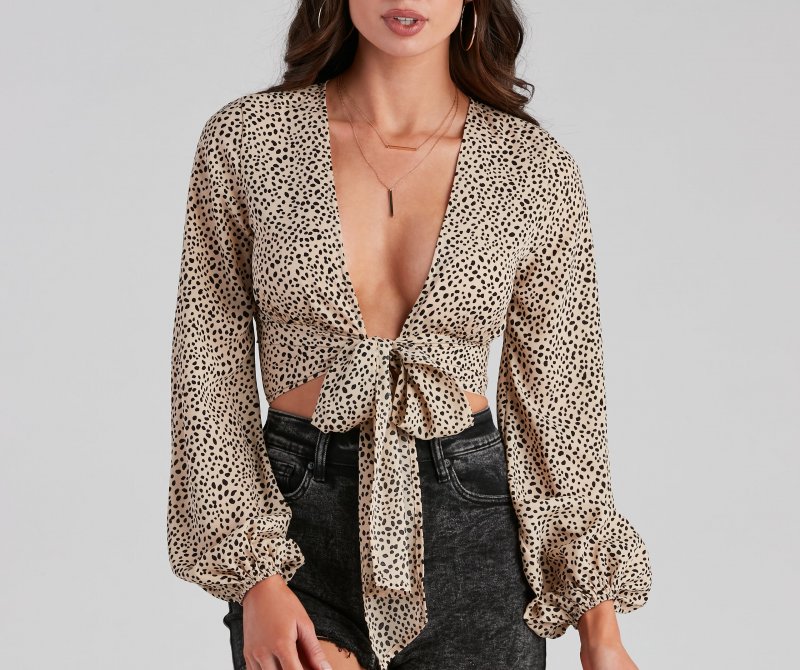 TableClothsUs Chase The Cheetah Tie-Front Top