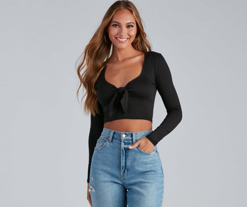 TableClothsUs Love You Knot Tie-Front Crop Top