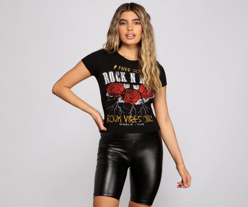 TableClothsUs Rocker Chic Vibes Graphic Tee