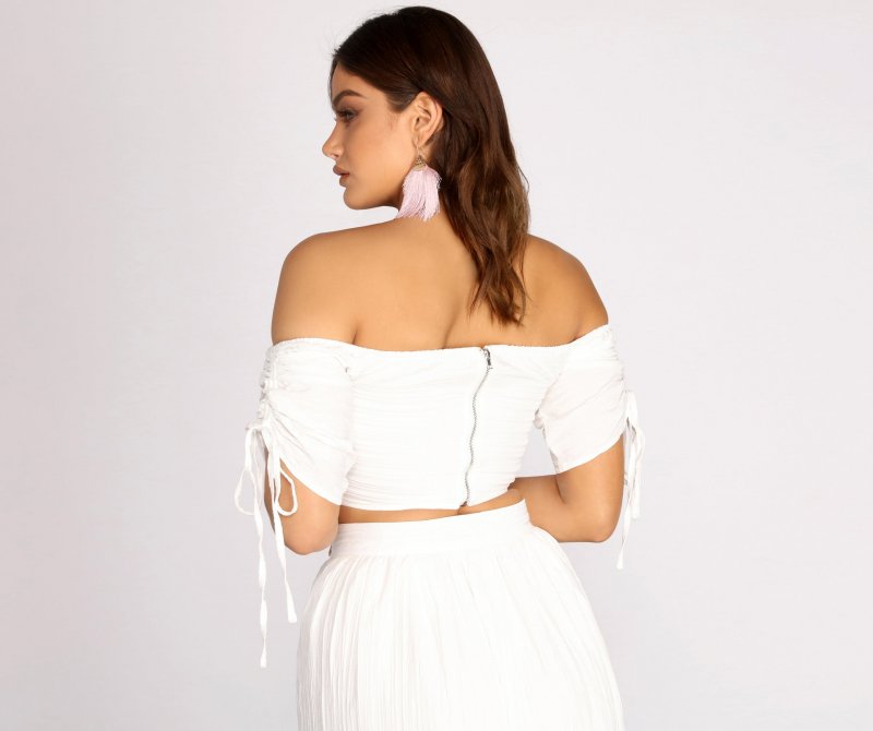 TableClothsUs Seaside Babe Off Shoulder Crop Top