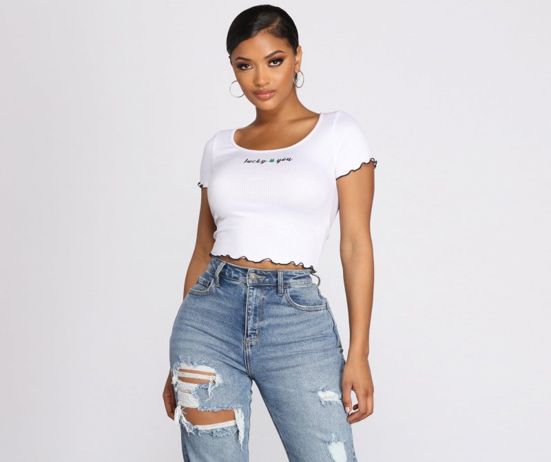 TableClothsUs Lucky You Knit Cropped Top