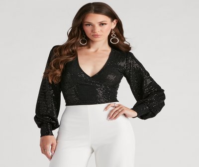 TableClothsUs Sparkling Beauty Sequin Wrap Top