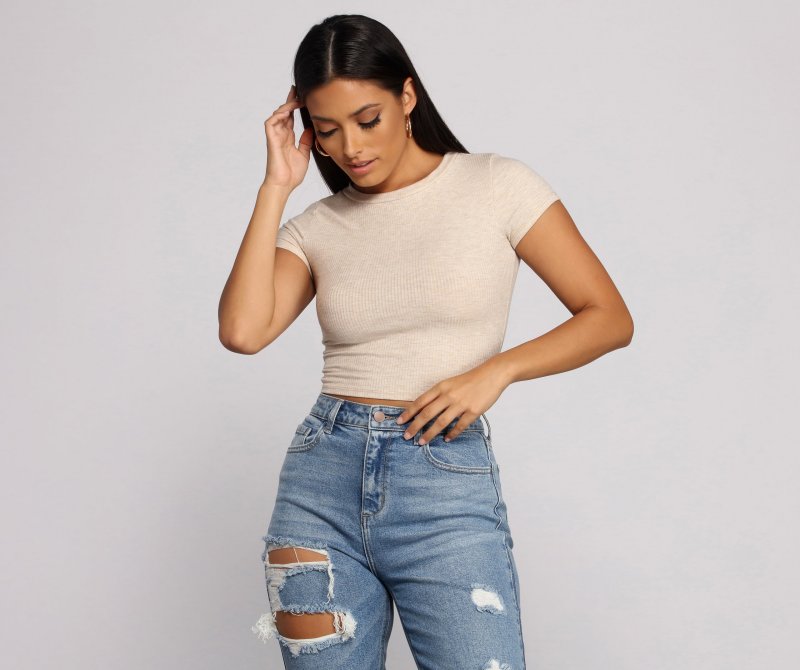 TableClothsUs Basic Is Better Crew Neck Crop Top