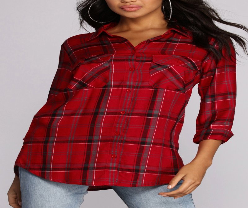 TableClothsUs Perfectly Plaid Button Up Top