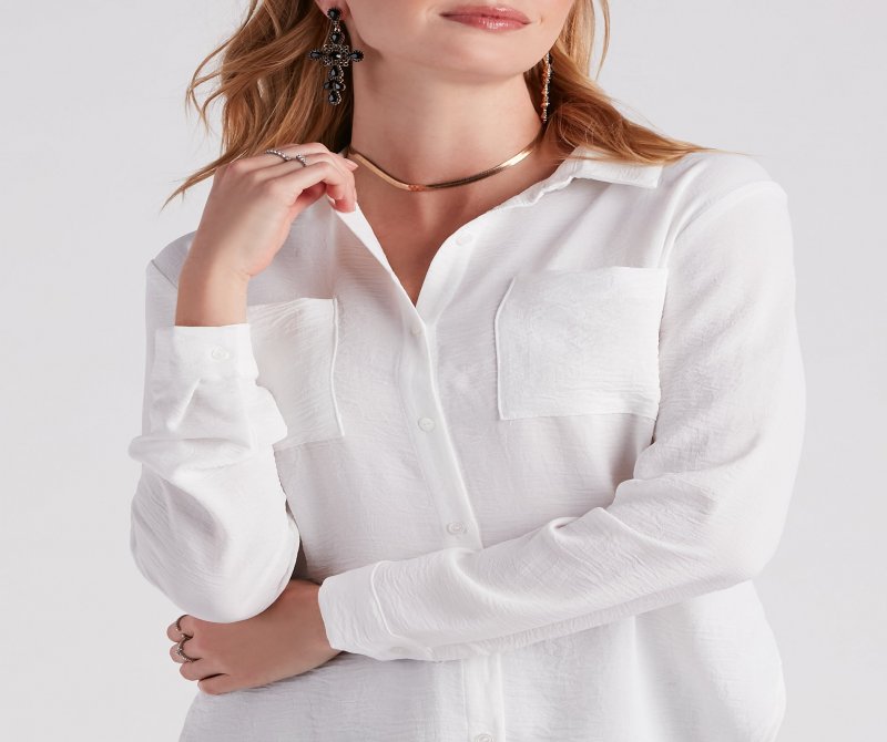 TableClothsUs Chic Bliss Long Sleeve Button Up Top