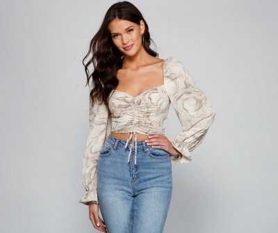 TableClothsUs Trendy Moment Drawstring Crop Top