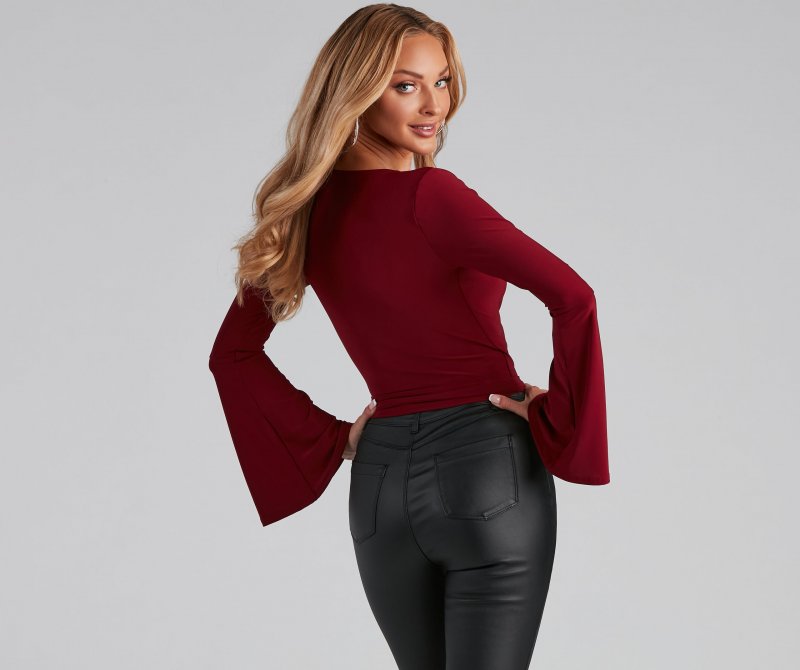 TableClothsUs Wrapped In Chic Bell Sleeve Top