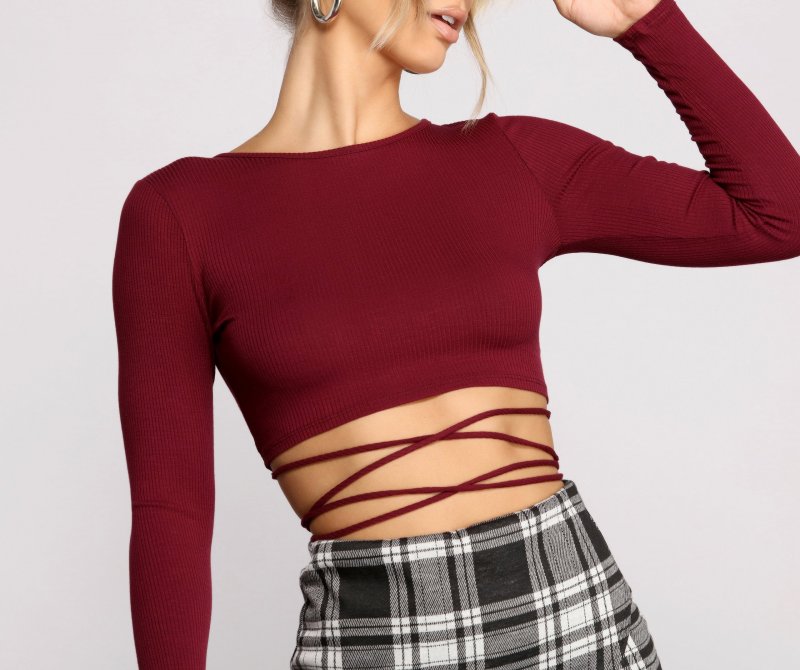 TableClothsUs Stun And Impress Lace Up Crop Top