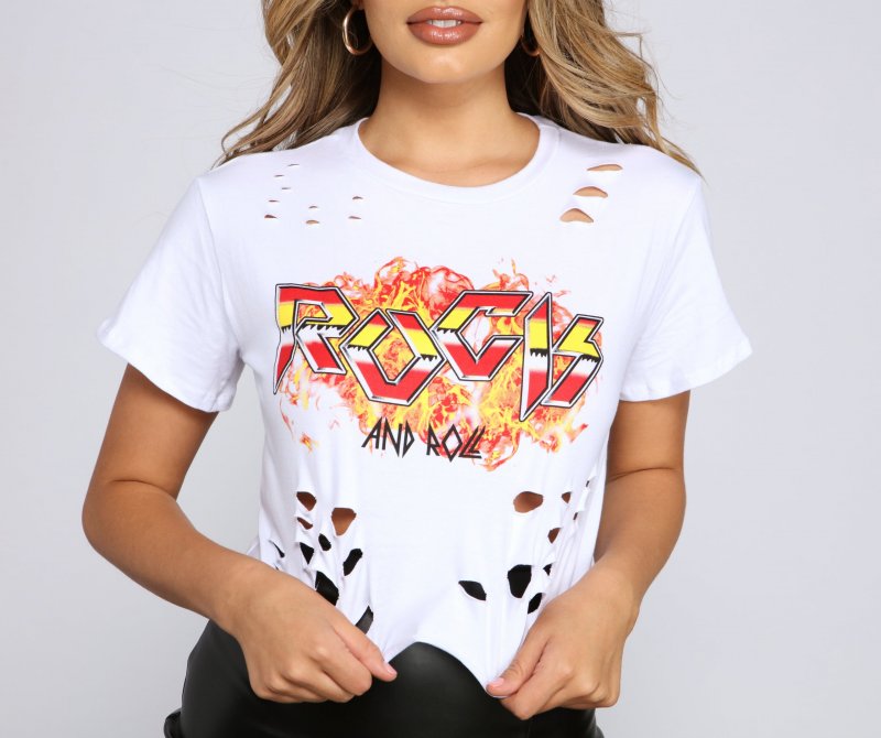 TableClothsUs Rock And Roll Cropped Tee