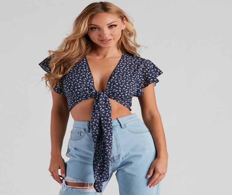 TableClothsUs So Darling Ditsy Floral Crop Top