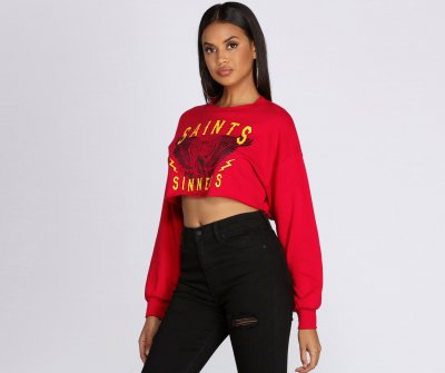 TableClothsUs Sinner Crop Crew Neck