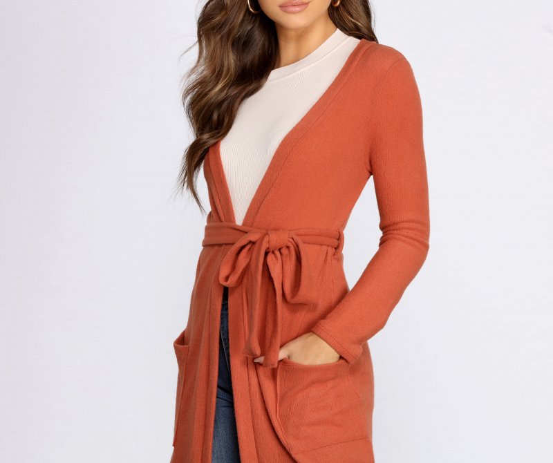 TableClothsUs Brushed Knit Belted Cardigan