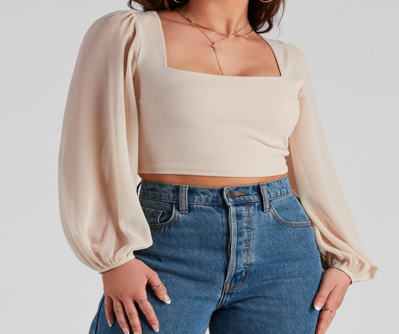 TableClothsUs Classy Chic Chiffon Crop Top