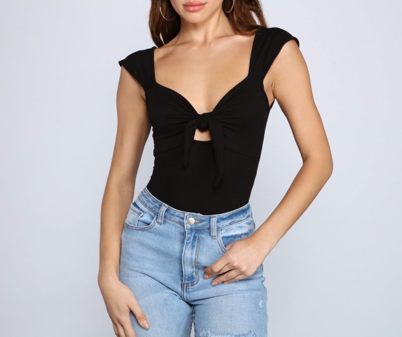 TableClothsUs Sweet Vibes Tie-Front Bodysuit