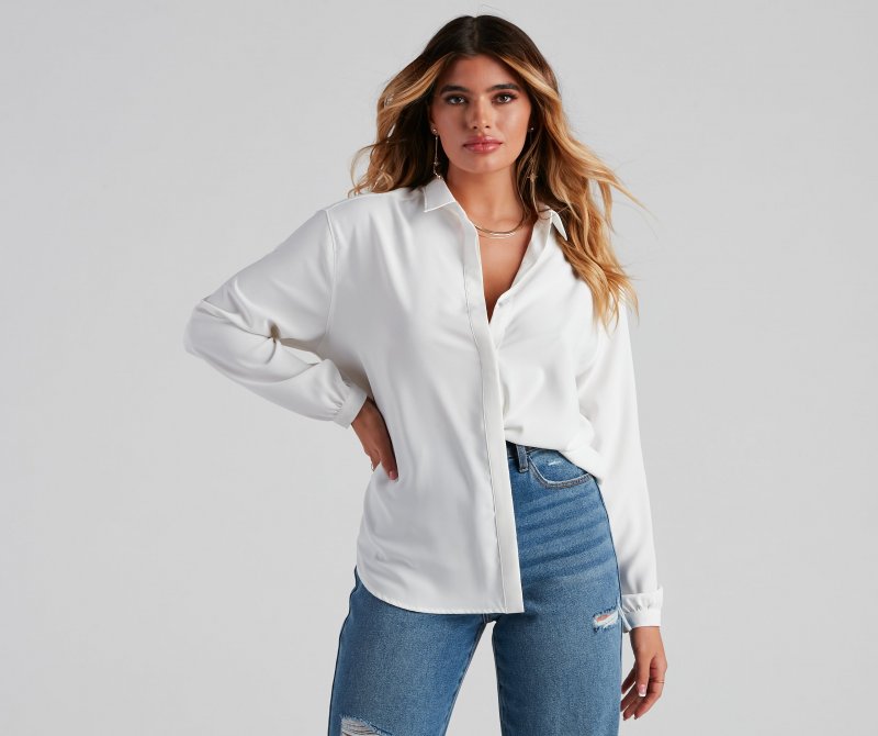 TableClothsUs Office Chic Collared Button Up Blouse