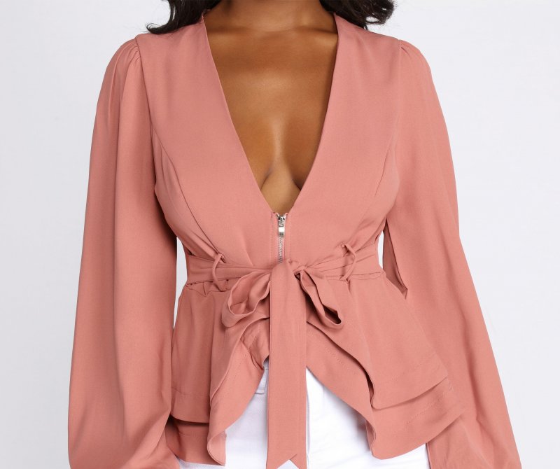 TableClothsUs Simply Irresistible Zip Front Ruffled Blouse