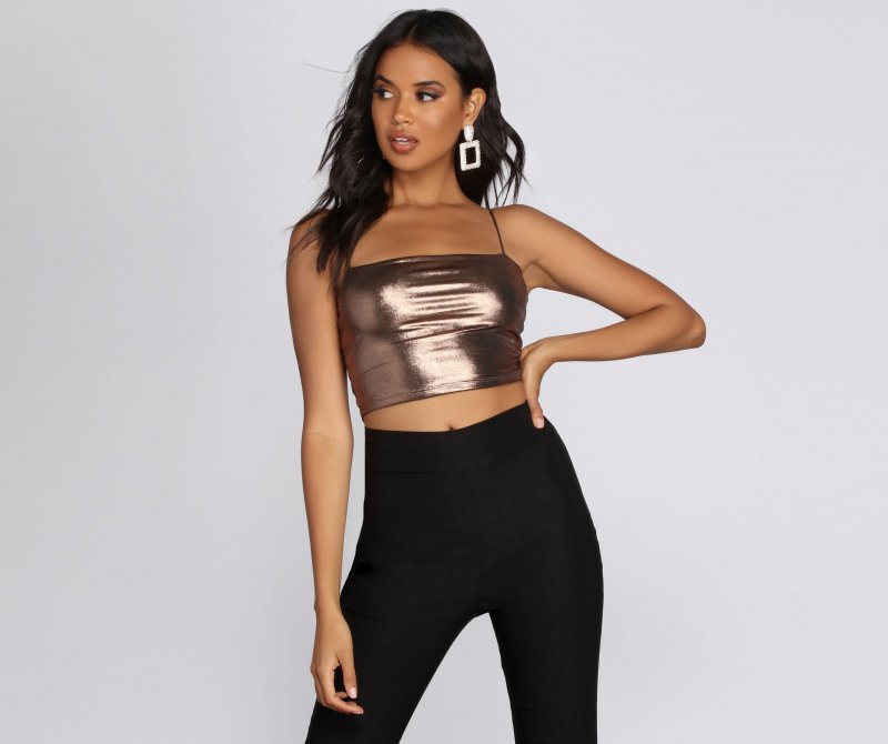 TableClothsUs Mega Babe Metallic Crop Top