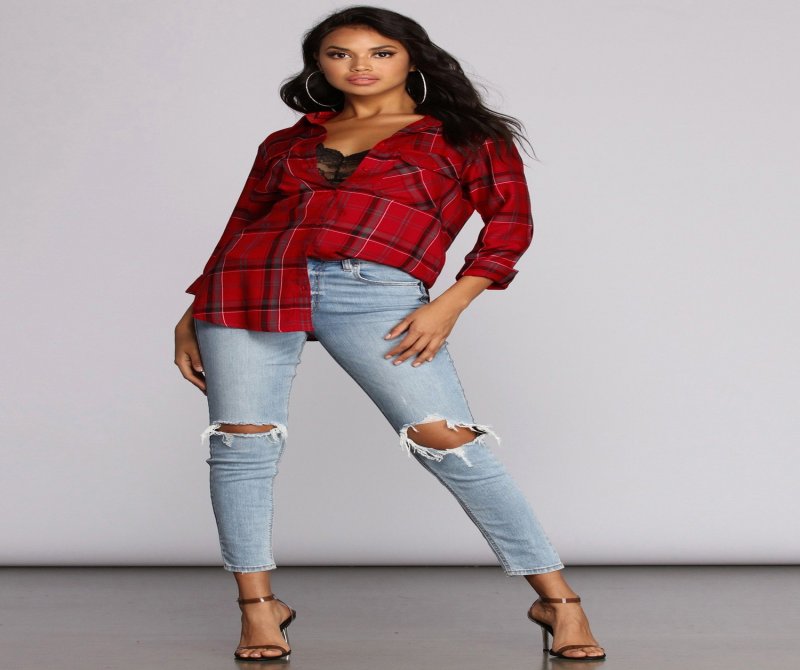 TableClothsUs Perfectly Plaid Button Up Top