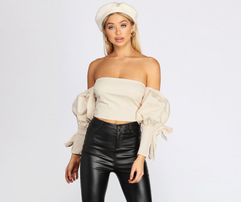 TableClothsUs Off The Shoulder Balloon Sleeve Top