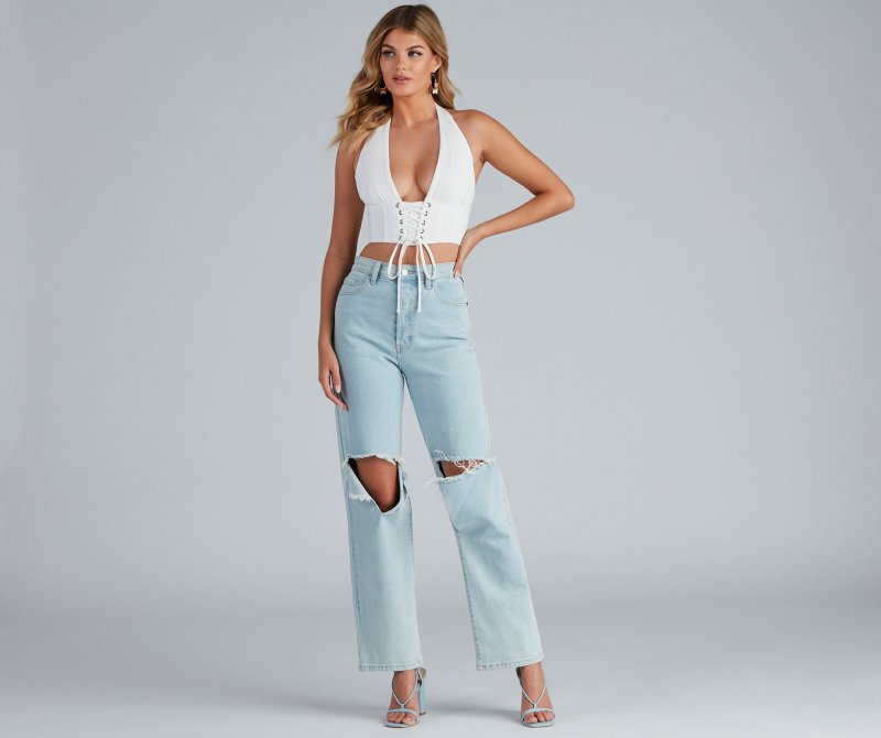 TableClothsUs Lovin' It Lattice Linen Halter Top