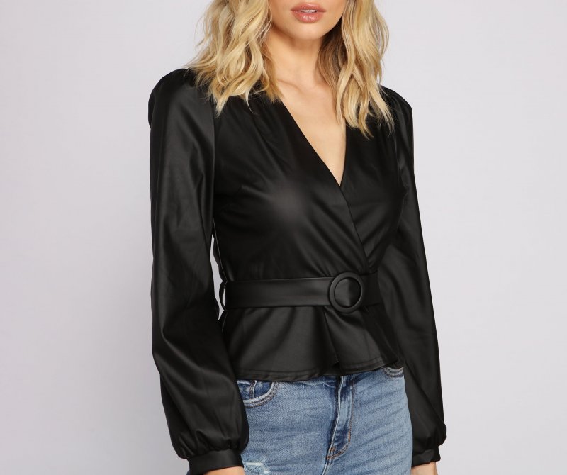 TableClothsUs Bold And Belted Faux Leather Top