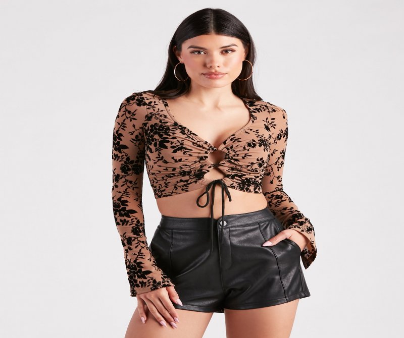 TableClothsUs Fancy Me Velvet Burnout Crop Top