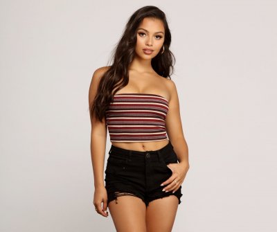 TableClothsUs Parallel Lines Striped Tube Top