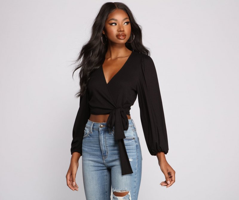 TableClothsUs Effortless Chic Wrap Front Crop Top