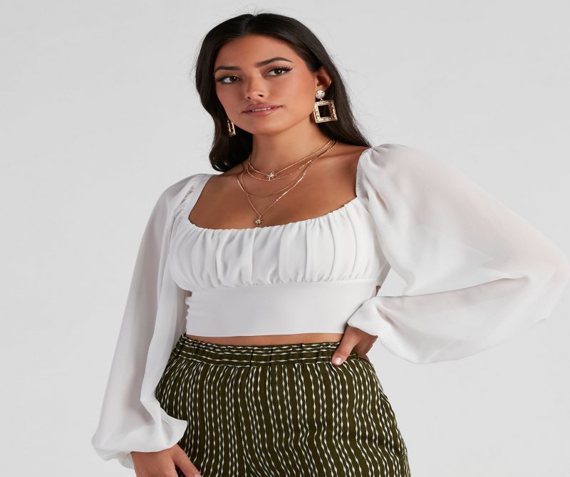 TableClothsUs Chic Airy Chiffon Cropped Blouse