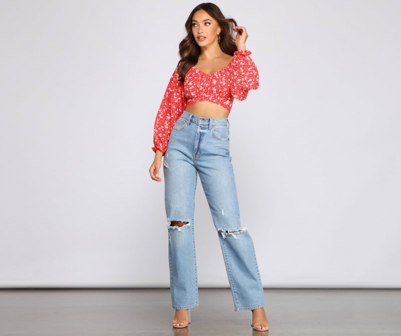 TableClothsUs Pretty Fab Off The Shoulder Ditsy Floral Top