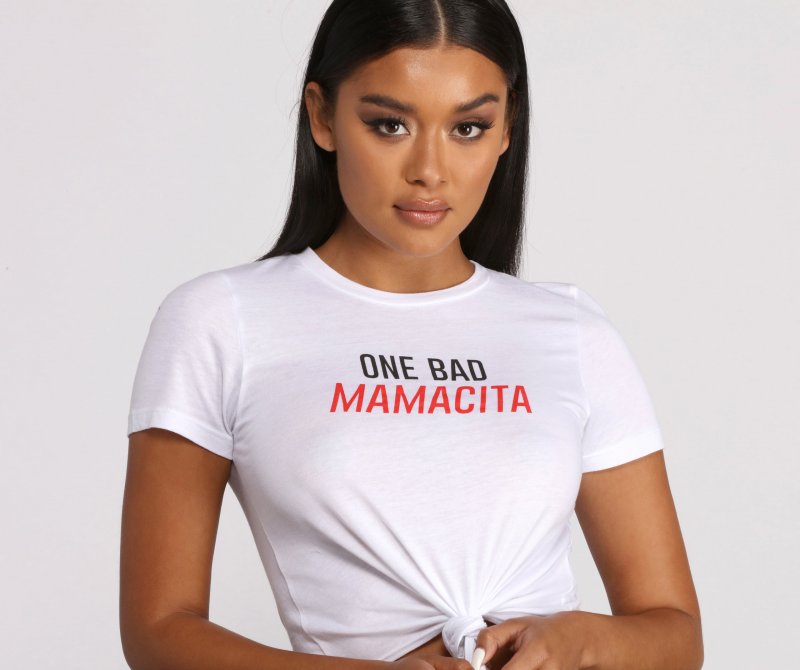 TableClothsUs One Bad Mamacita Graphic Print Crop Top