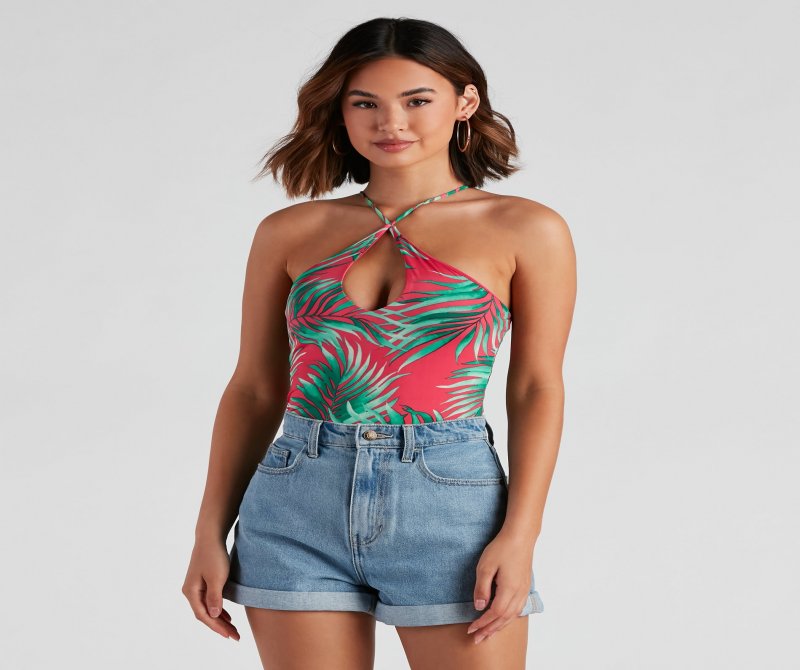 TableClothsUs Summer Sunset Halter Bodysuit