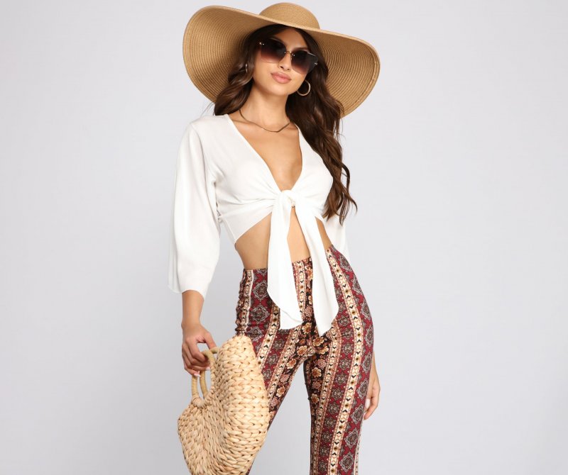 TableClothsUs Boho Daze Tie Front Top