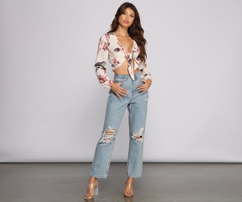 TableClothsUs Fab Florals Tie Front Top