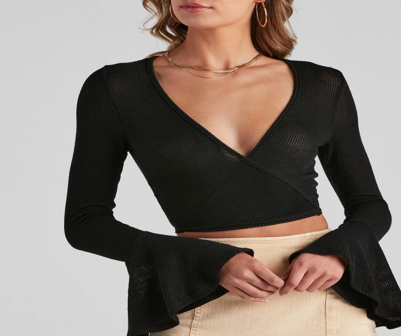 TableClothsUs Go With The Flow Wrap Crop Top