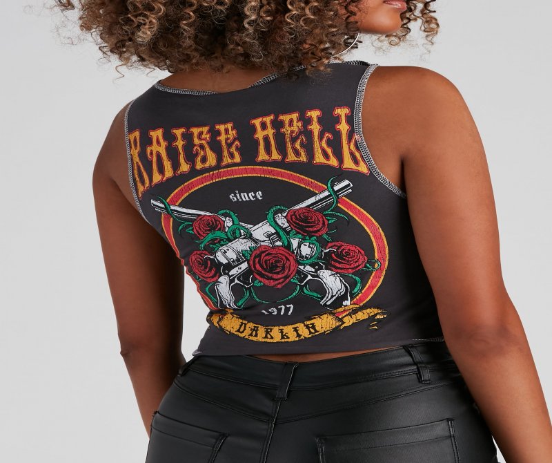 TableClothsUs Raise Hell Graphic Cropped Tank