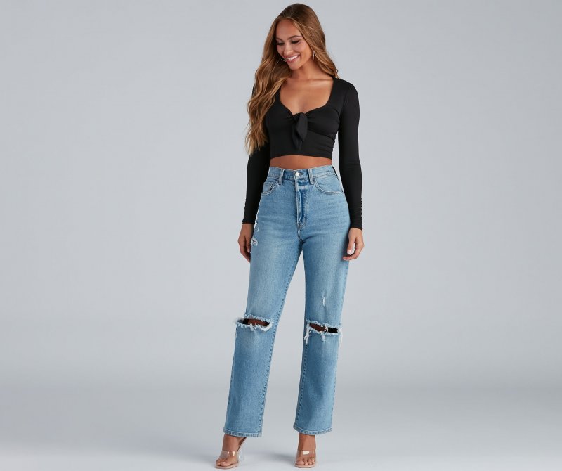 TableClothsUs Love You Knot Tie-Front Crop Top