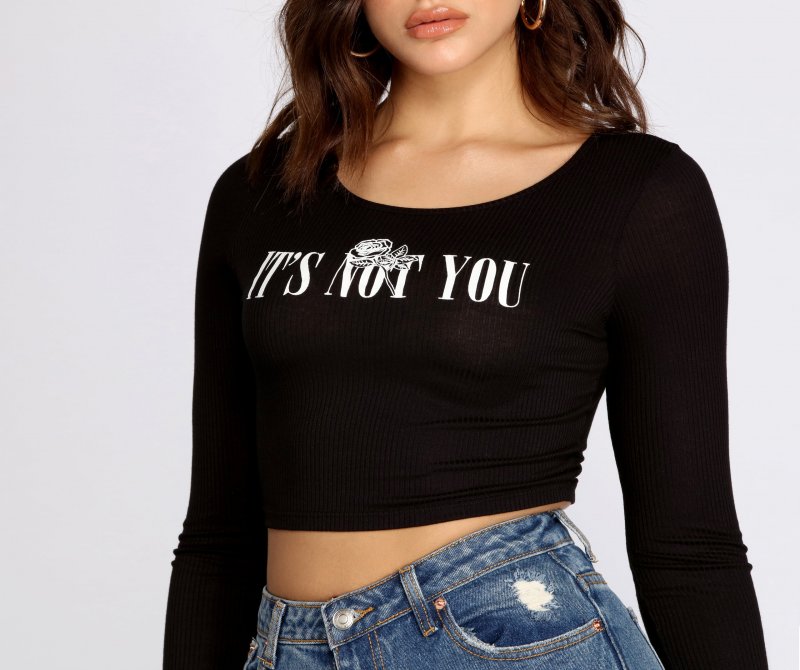 TableClothsUs It's Not You Long Sleeve Crop Top