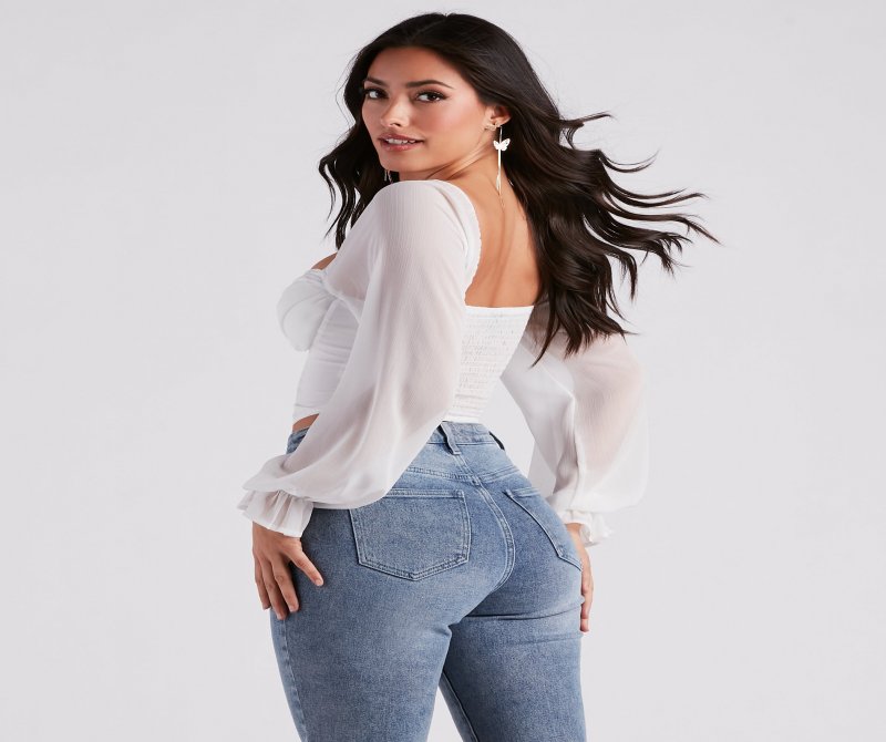 TableClothsUs Breezy Chiffon Cropped Corset Blouse