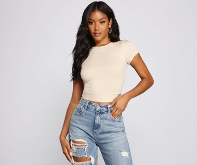 TableClothsUs Basic Mood Ribbed Knit Crop Top