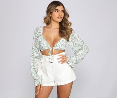 TableClothsUs Dreamy Vacay Vibes Tie-Front Top