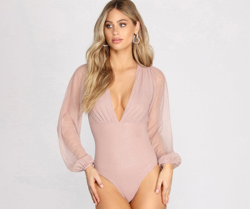 TableClothsUs Shimmer Babe Bubble Sleeve Bodysuit