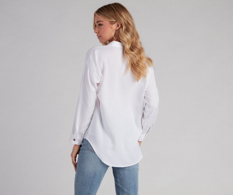 TableClothsUs Classic Button-Down Linen Top